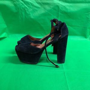Jeffrey Campbell Black Platform Sandal Suede Sz 9